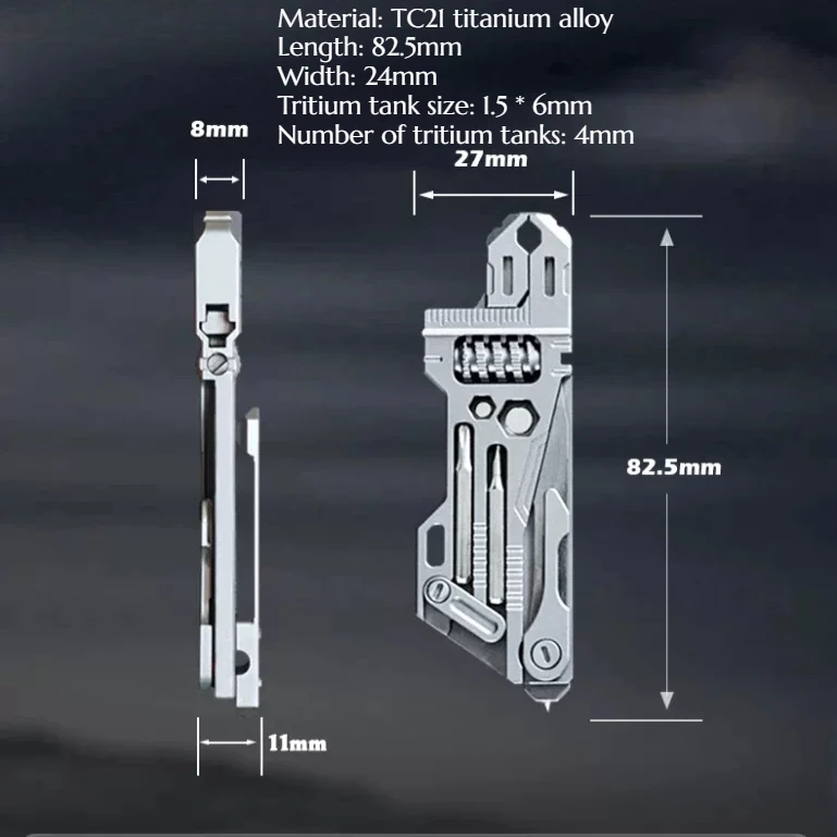 2.0 Multi Functional TC21 Titanium Alloy Wrench, Screwdriver, Bottle Opener, Outdoor Portable Emergency Tool
