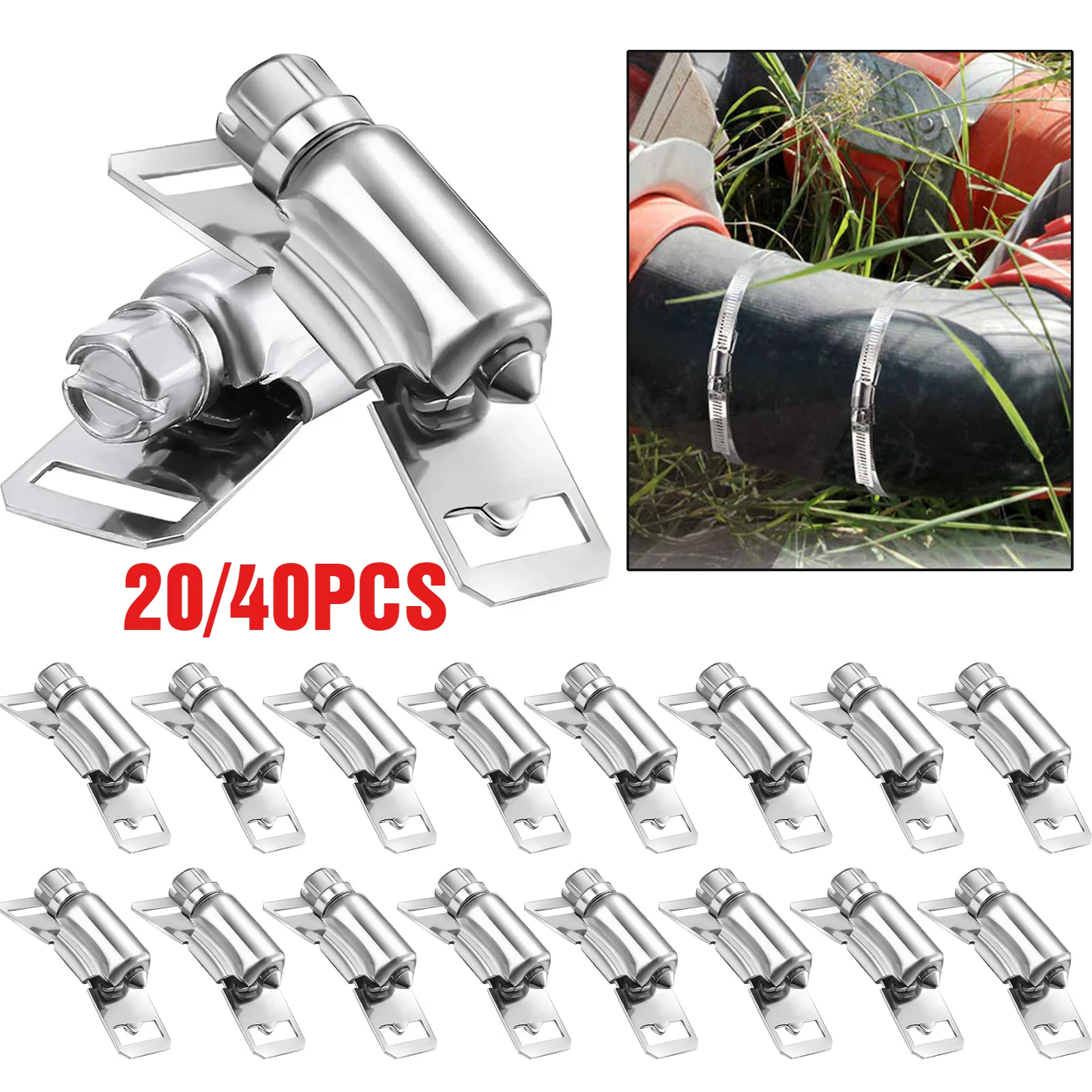 

20/40 PCS Hose Clamp Fasteners DIY 304 Stainless Steel Adjustable Pipe Worm Clamp Fasteners for Tube Wrap Clamps Fuel Water Pipe