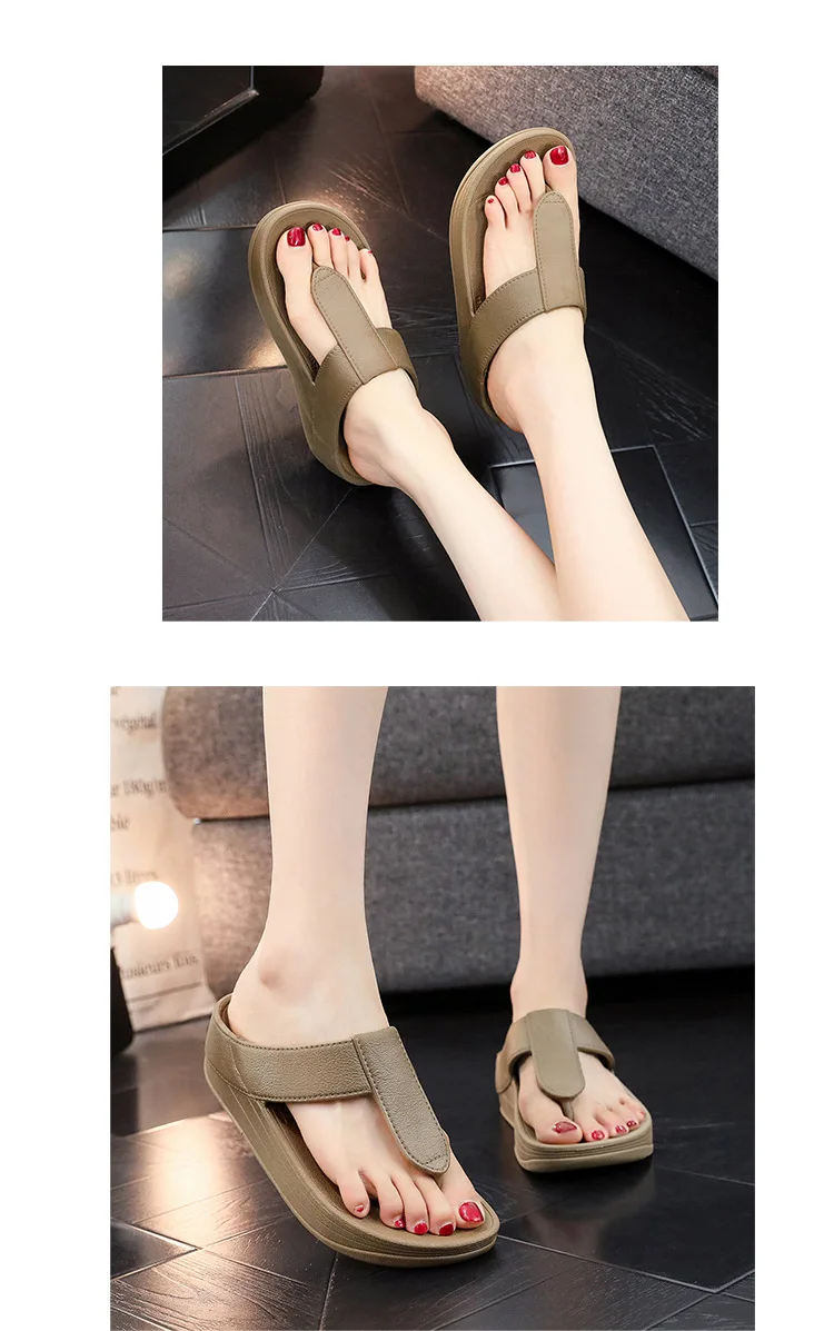 36-41 Damen Flip-Flops, Strandschuhe, Sommer Keilabsatz-Sandalen, Damen-Sandalen, Bohemian-Slides mit dicker Sohle – Detail 15