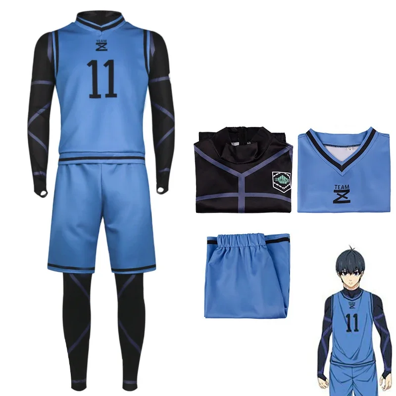 2025 newanime azul bloqueio cosplay traje camisa de futebol uniformes da equipe isagi yoichi bachira meguru mikage reo nagi esportes wear aa