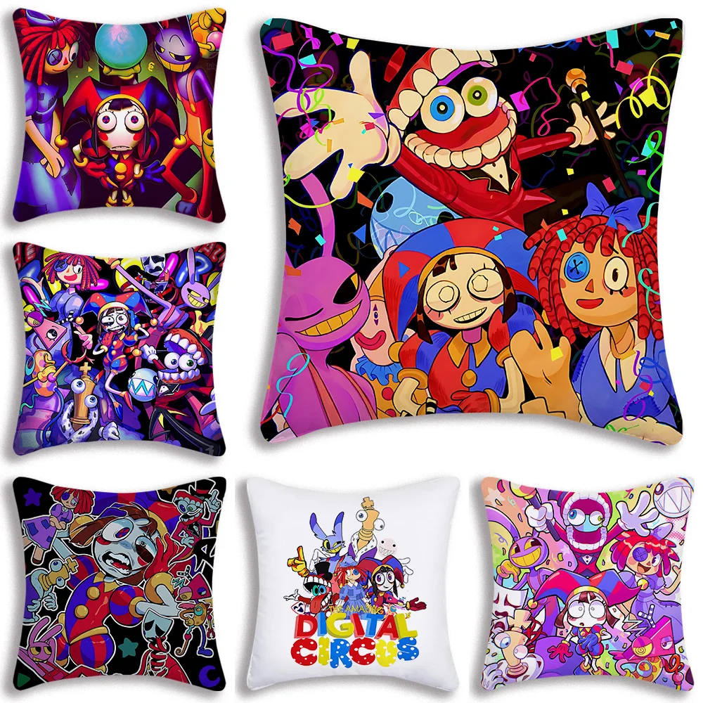 Cartoon Digital C-Circus Pillow Covers Cartoon Sofa Decorative Home Double-sided Printing Short Plush Cute Cushion Cover