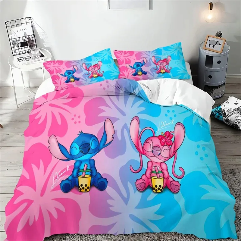 Imagem -03 - Disney Cartoon Stitch Duvet Cover e Fronha Conjunto de Cama para Meninos e Meninas Conjunto de Cama para Quarto Pcs 155x220cm