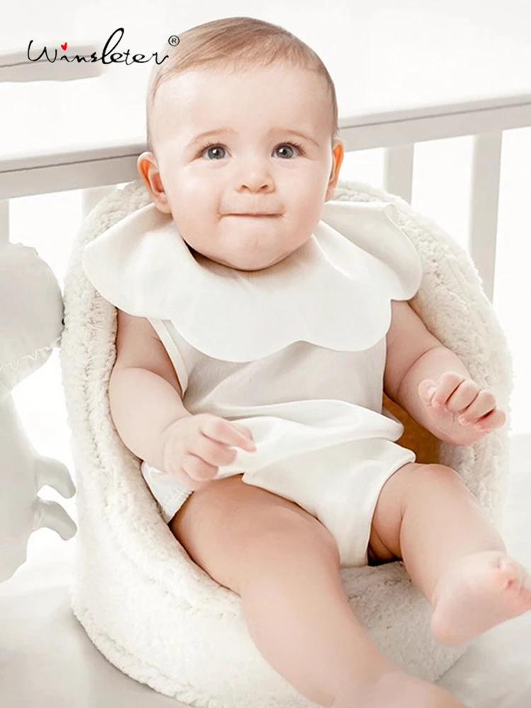 Winsleter-19MM 100%Real Silk Elegant Newborn Drool Bib, Waterproof, Baby Skin-friendly Ruffles Bib, 2026 Spring New A61943CC
