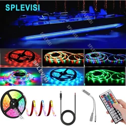 Waterproof LED Boat Strip Lights, Multi-Color Marine Pontoon Led Lights RGB For Under Gunnel Boat Deck Night Fishing Bass Yacht