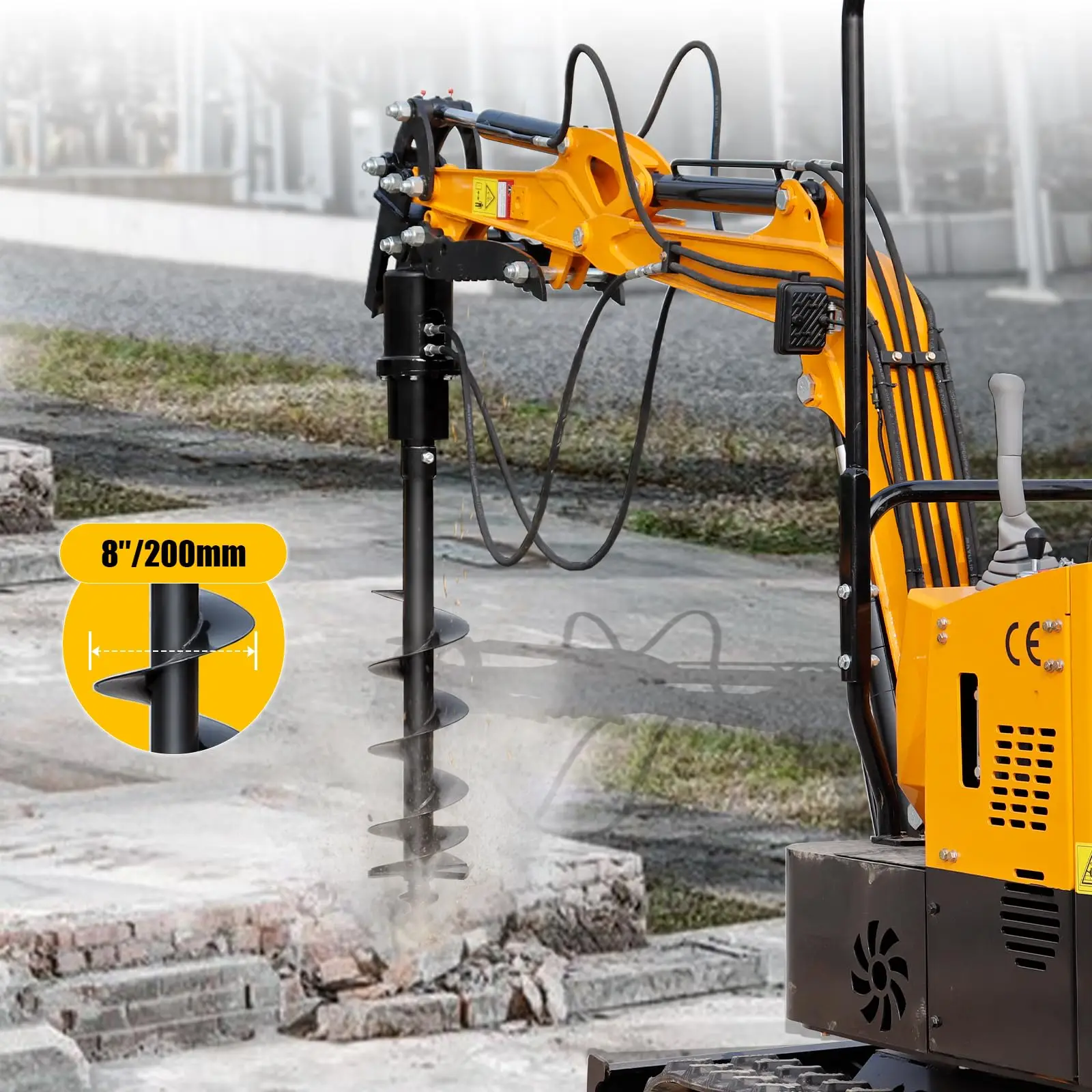 미니 굴삭기 소형 굴착기용 오거 드릴, 직경 200mm, 1 톤-1.5 톤