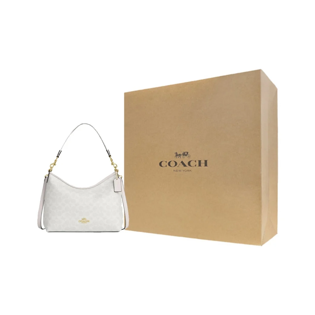 COACH Laurel Artificial Leather Shoulder Bag Large Unisex Chalk CV975-IMXU5