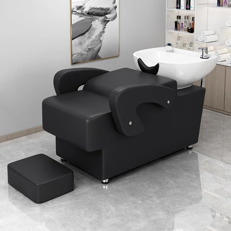 Shampoo bed Barber shop Hair salon Light luxury Internet celebrity trendy store Simple semi-lying flush bed