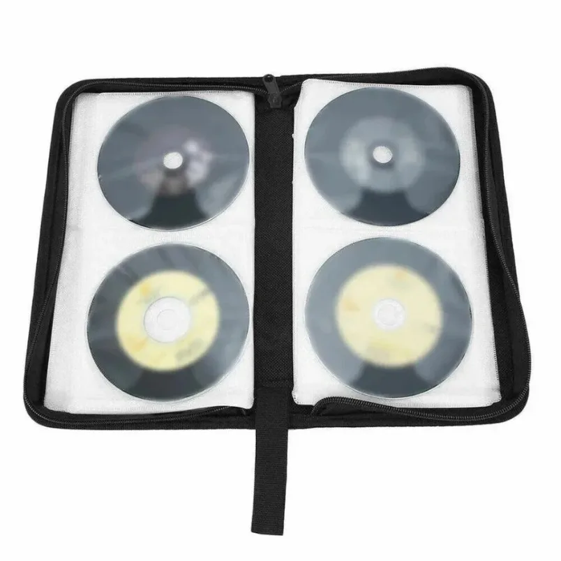 PU 80 Discs DVD CD Storage Wallet Double-Sided Zipper Case Multi-Purpose Media Binder Album for Blu-ray Game Discs
