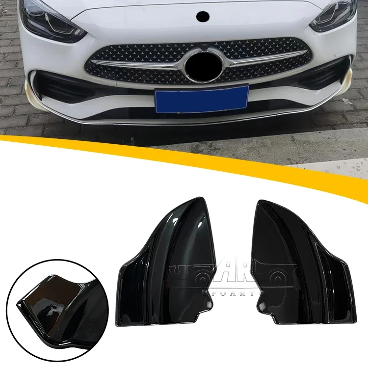 Upgrade Parts ABS Black Front Bumper Spoiler Corners Front Angle Wrap For Mercedes BenZ C Class W206 C200 C260 C300 Sedan 2022+