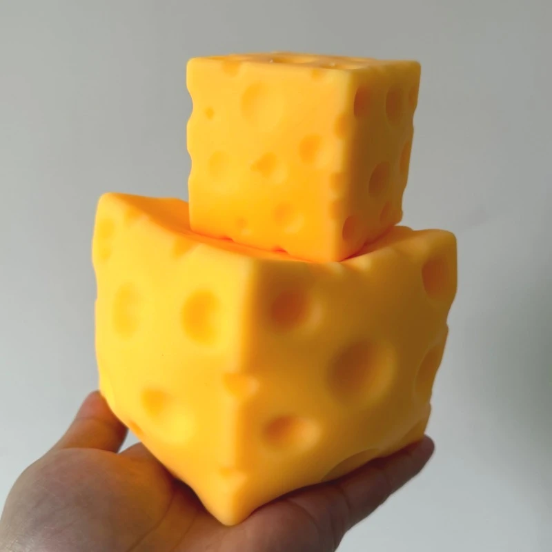 Giant Cube Cheese Squeeze Toy Simulatie Extra grote kaas-fidget-speelgoed Slow Rebound Vormbaar ontluchtingsbal voor geschenken voor volwassenen
