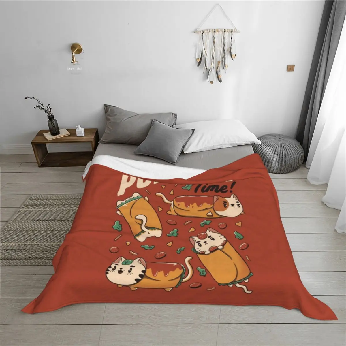 Purritos Time Burrito Cat مضحك المكسيكي الغذاء بواسطة Tobe Fonseca رمي بطانية فاخرة رمي هالوين الشعر الفانيلا البطانيات #3