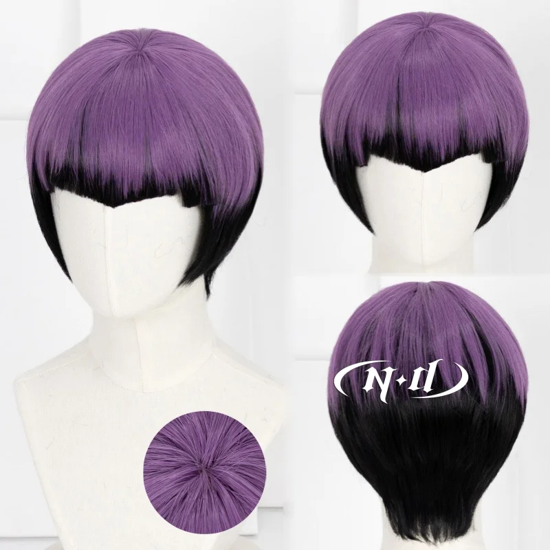 ND Soshiro Hoshina Cosplay Wig Anime Kaiju No. 8 Cosplay Dark Violet Short Hair for Halloween Costume Heat Resistant Synthetic