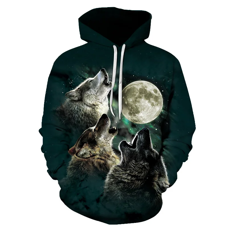 

Men Women Wolf Hoodies 3D Sweatshirts Brand Hooded Pullover Male Tracksuits Unisex Hoodie