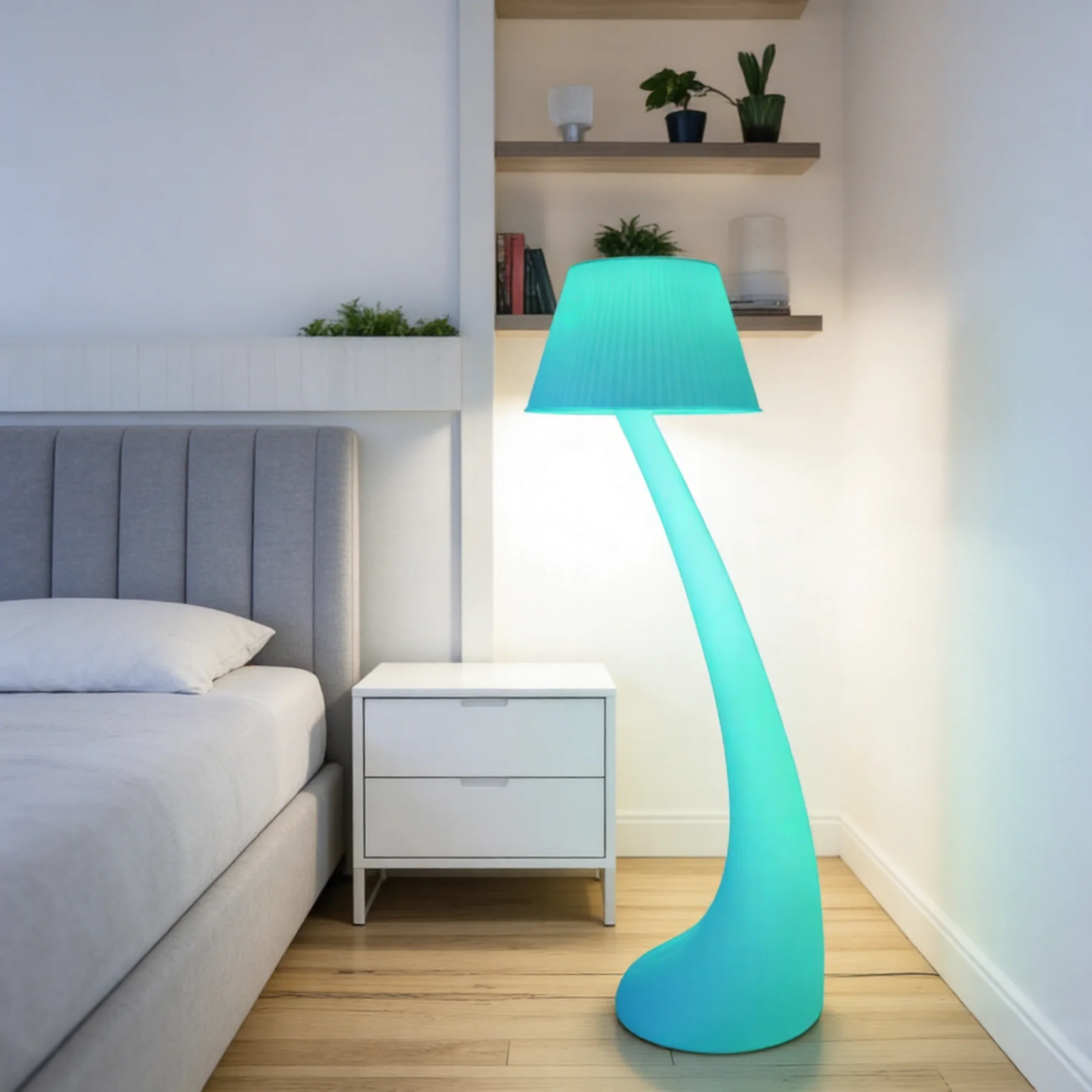 Creative Modern Corner Colourful Led RGB Floor Lamp PE Arc Floor Lighting for Living Room Hotel Decorative