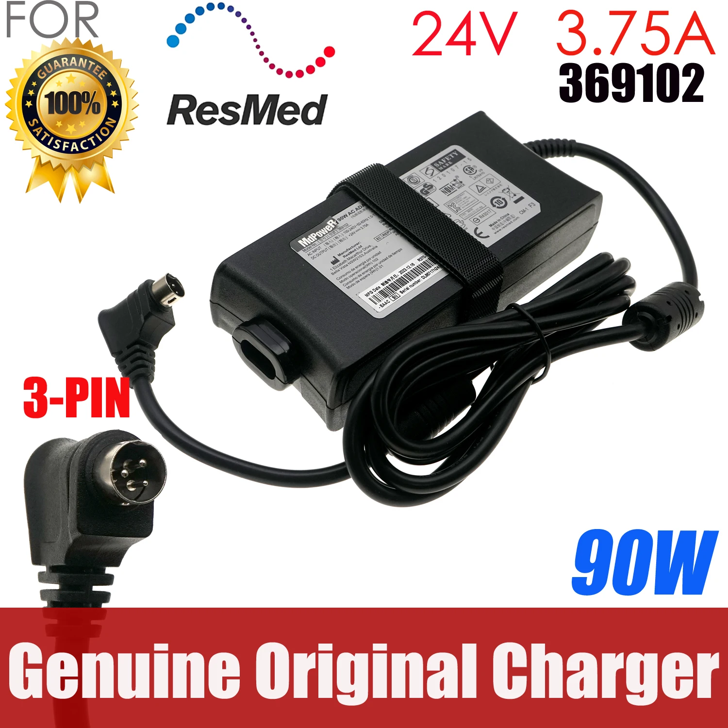 

Genuine 24V 3.75A 90W AC Adapter Charger DA-90A24 R270-7198 R270-7198 (DA-90A24) IP21 369102 For Resmed ASTRAL 150 Power Supply