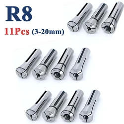 R8 Collet Milling Machine R8 Collet Metric British R8 Collet Clamping Size Milling Tool Holder R8 Collet Chuck Set Spring Collet