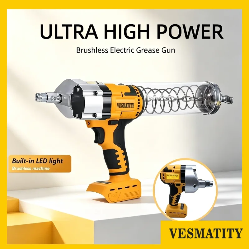 Brushless Electric Grease Gun LED Oil Injector Fat Machine Grease Gun Tool for Dewalt 18V 20V Battery Pro Max Unit