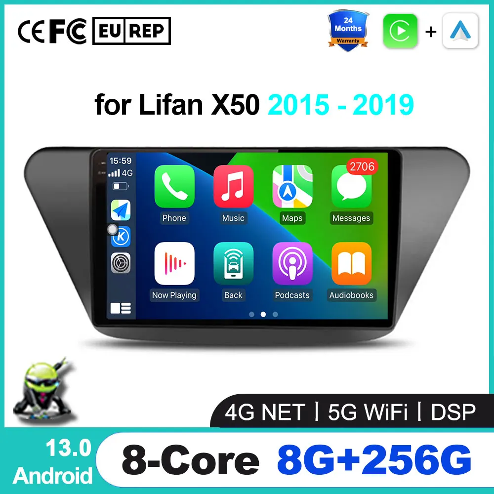 

Android 13 For Lifan X50 2014 2015 2016 2017 2018 2019 Car Radio Navigation Multimedia Player Stereo GPS WiFi+4G Videa Carplay