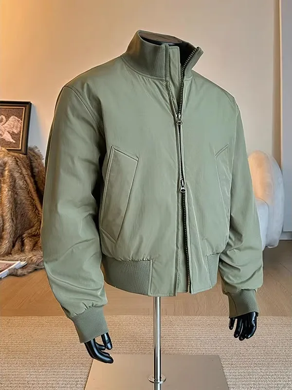 

Мужская утепленная куртка-бомбер в американском стиле, 90% белый пух, теплая хлопковая летная куртка, верхняя одежда