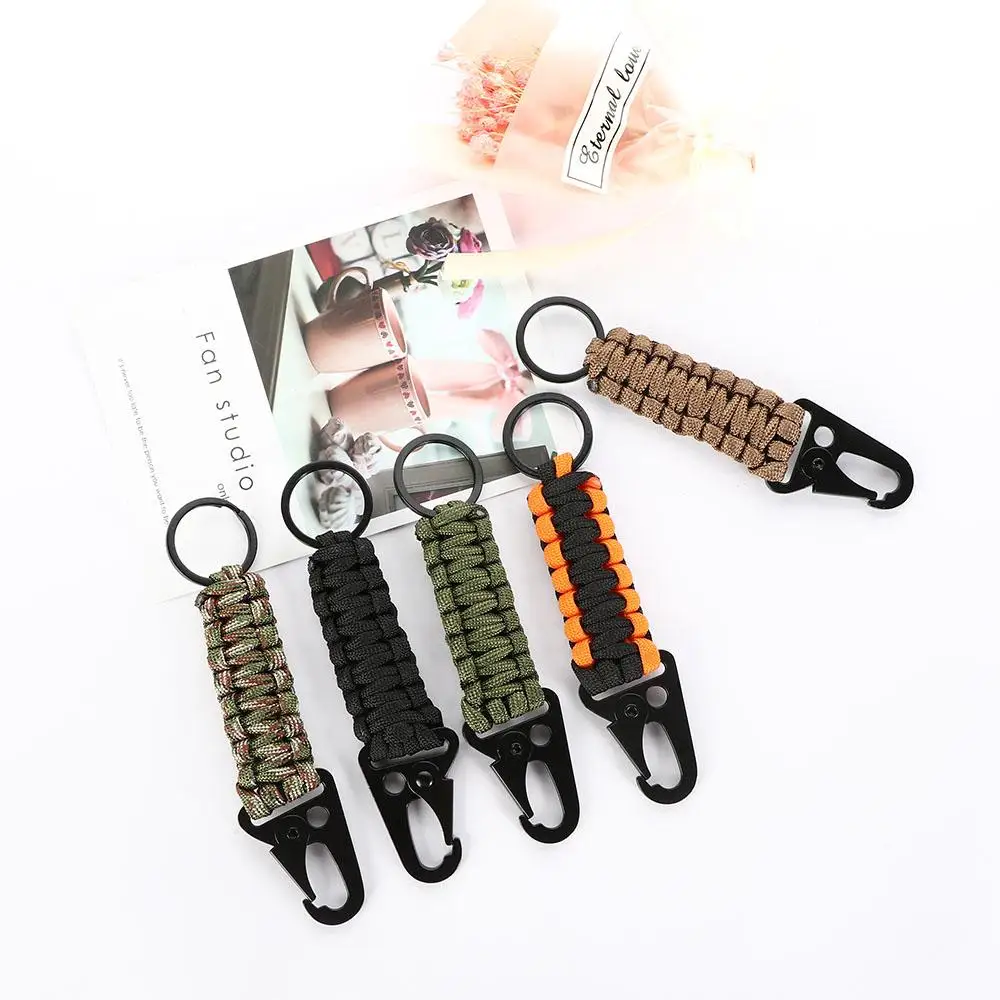 1 Pc Durable Solid Color Umbrella Rope Buckle Braided Keyring Pendant Outdoor Travel Mountain Climbing Survival Accessories