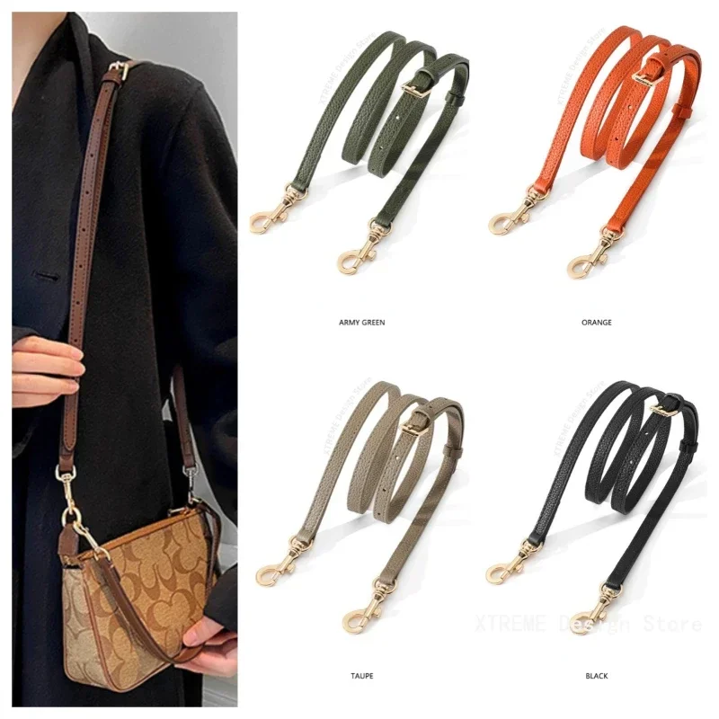 Correa de cuero genuino para bolso de mujer, repuesto ajustable, correa de hombro delgada, cinturón de mensajero, patrón de Litchi, accesorios para bolso