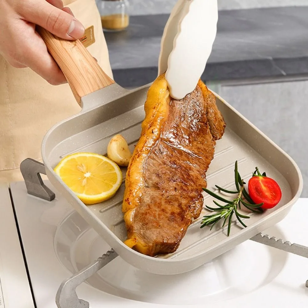 

Жаропрочная ручка, сковорода для стейка, полосатый узор, квадратная сковорода для омлета, антипригарная универсальная сковорода для яиц, плита, верхняя часть