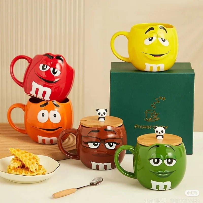 

Hot Chocolate M Beans Ceramics 680ml Mark Water Cup High-Capacity Family Set Table Supplies Funny Facial Expression Cup Gift
