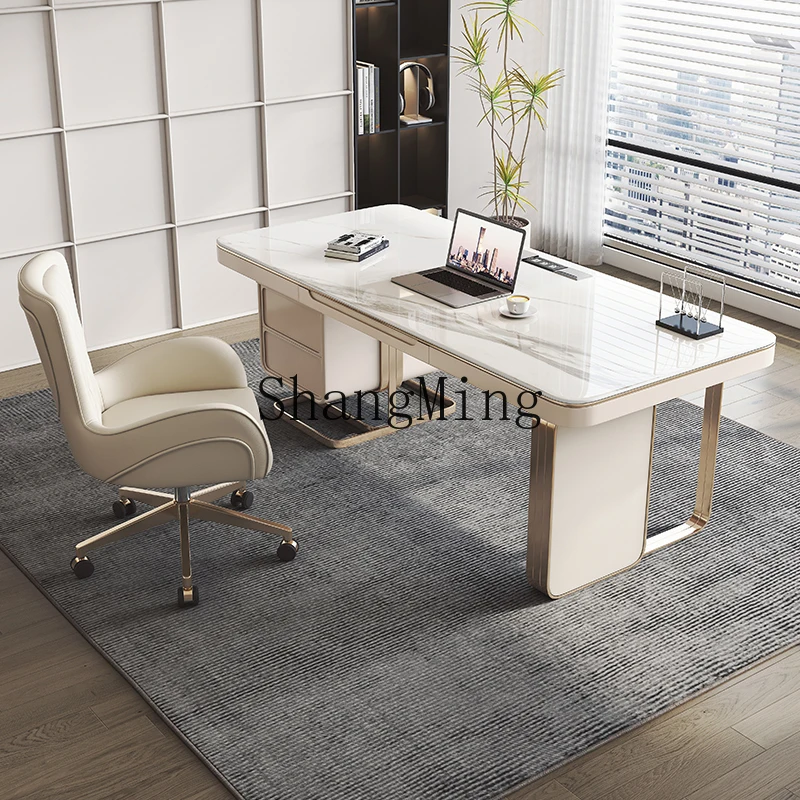 

PYH light luxury modern simple style small apartment high-end rock slab office study desk chair