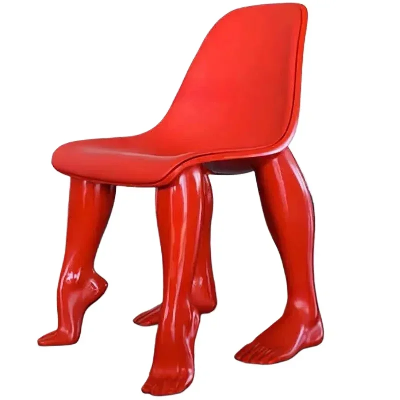 Nordic light luxury creative design special-shaped FRP personality human leg modeling chair exhibition hall