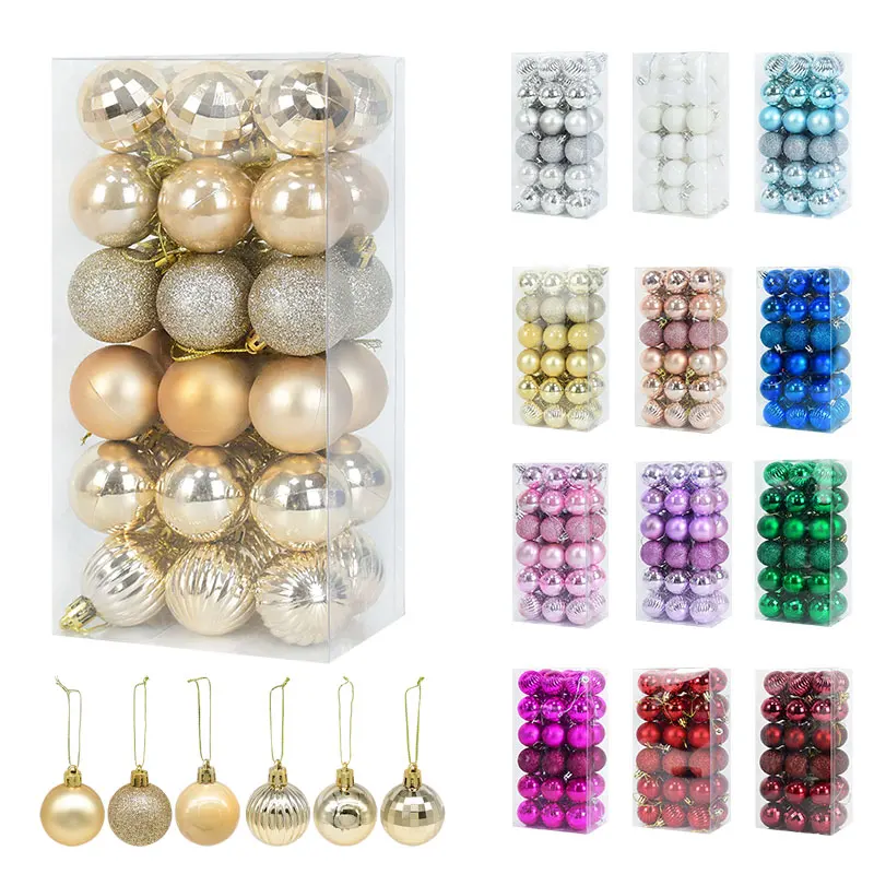 

36Pcs/Set 4cm Multi Color Christmas Balls Glitter Christmas Tree Ornaments Balls Xmas Decorations Hanging Tree Pendants New Year