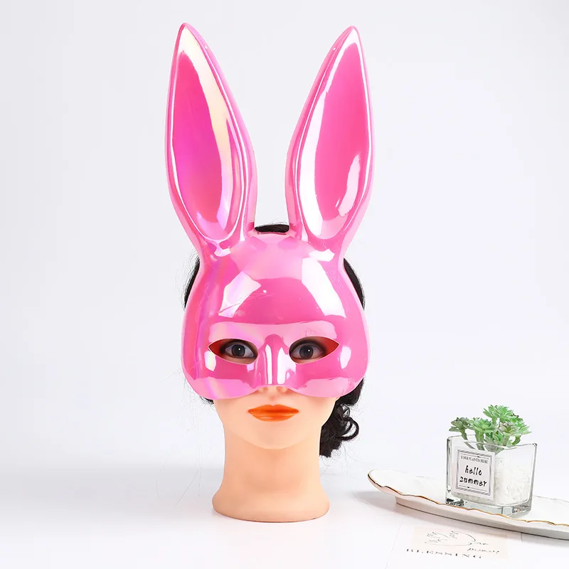 Rabbit Mask Cosplay Masquerade Mask Easter Bunny Colorful Mask Halloween Party Bar Nightclub Sexy Half Face Mask Jewelry