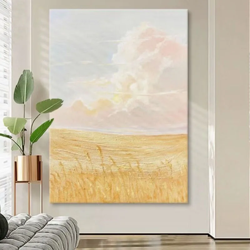 Golden Sunrise Modern Abstract Hand Painted Oil Painting Living Room Restaurant Decorative Painting Sofa Background Wall Mural