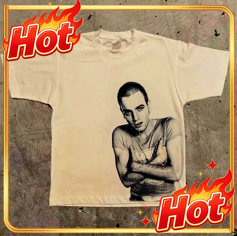 New Retro Portrait Trainspotting Vintage T-shirt Classic Design British Popular Cotton Men Womens Tops Tee Harajuku Hip Hop Punk