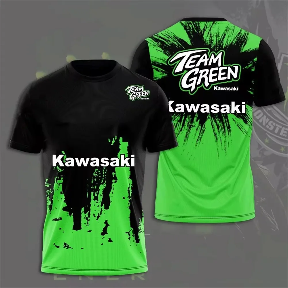 

Kawasaki men's short sleeved quick drying sweat absorbing T-shirt, fashionable outdoor casual sports T-shirt, summer 2025