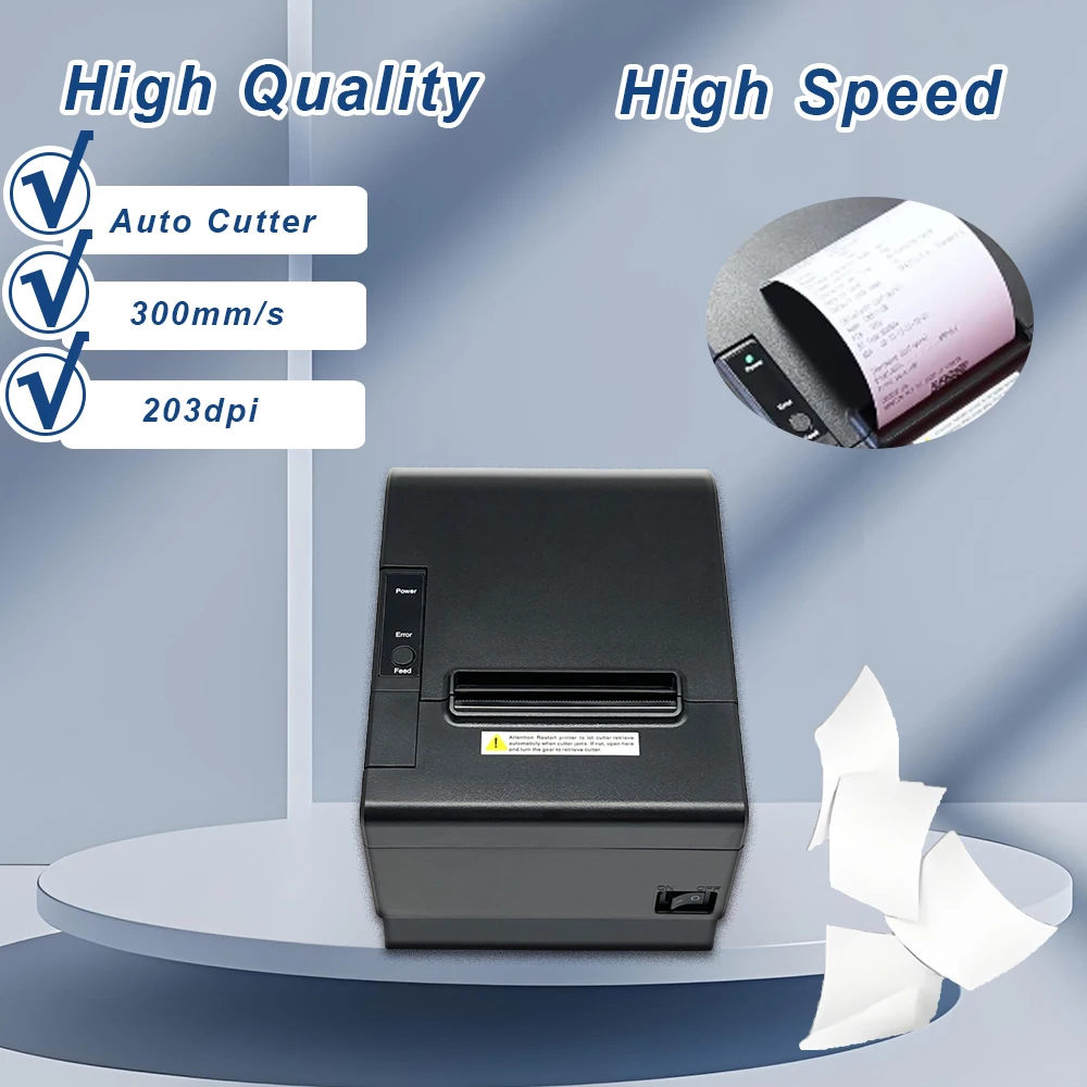 80mm Thermal POS Receipt Printer with Auto Cutter Cash Drawer Wireless Bluetooth USB Wifi Invoice Printer