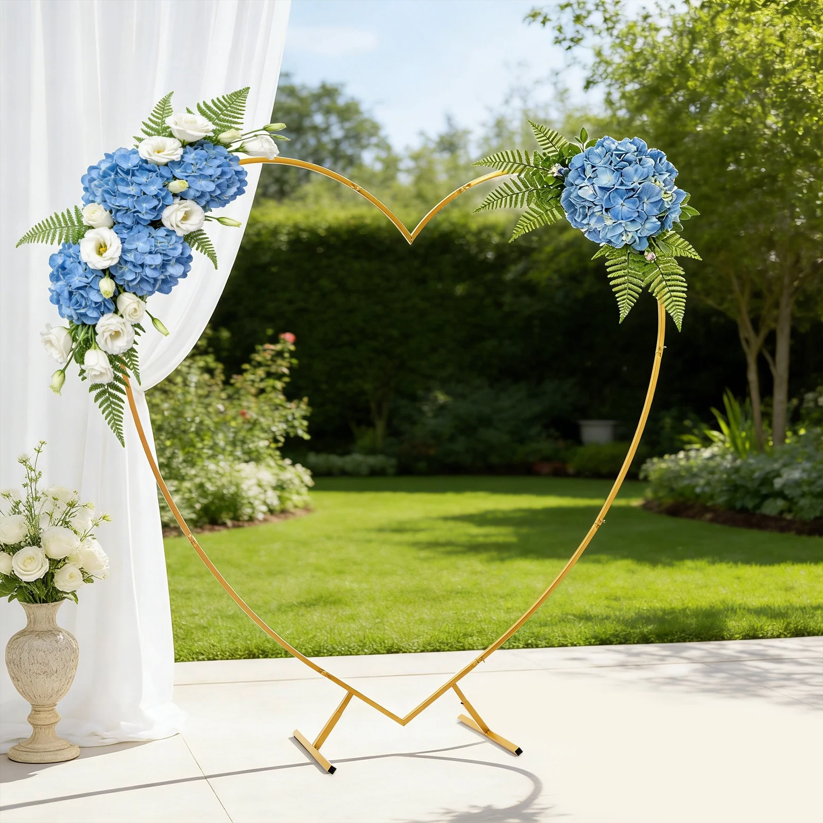 

Heart Arch Wedding Heart Shaped Backdrop 6.66.89ft Gold Carbon Steel High-temperature Baking Paint 2 T-shaped Base 11.02-22.04 lbs Load Capacity Plant Stand DIY Decor with Flowers Balloons Ribbons Wedding Birthday Party Photography Backdrop