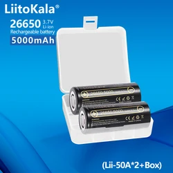 2 sztuk LiitoKala Lii-50A o dużej pojemności 26650 5000mah akumulator litowo-jonowy 3.7v 26650-50A bateria do latarki 20A