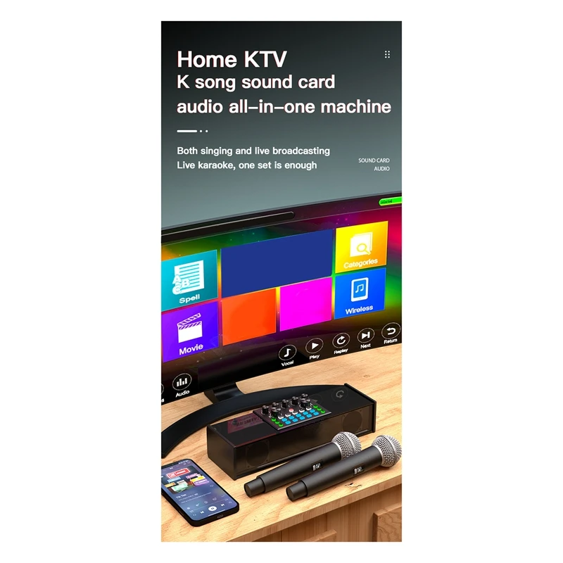 SY168 Sound Card Live Broadcast Speaker Multi-Functional All-In-One Portable Bluetooth Karaoke Machine For Singing