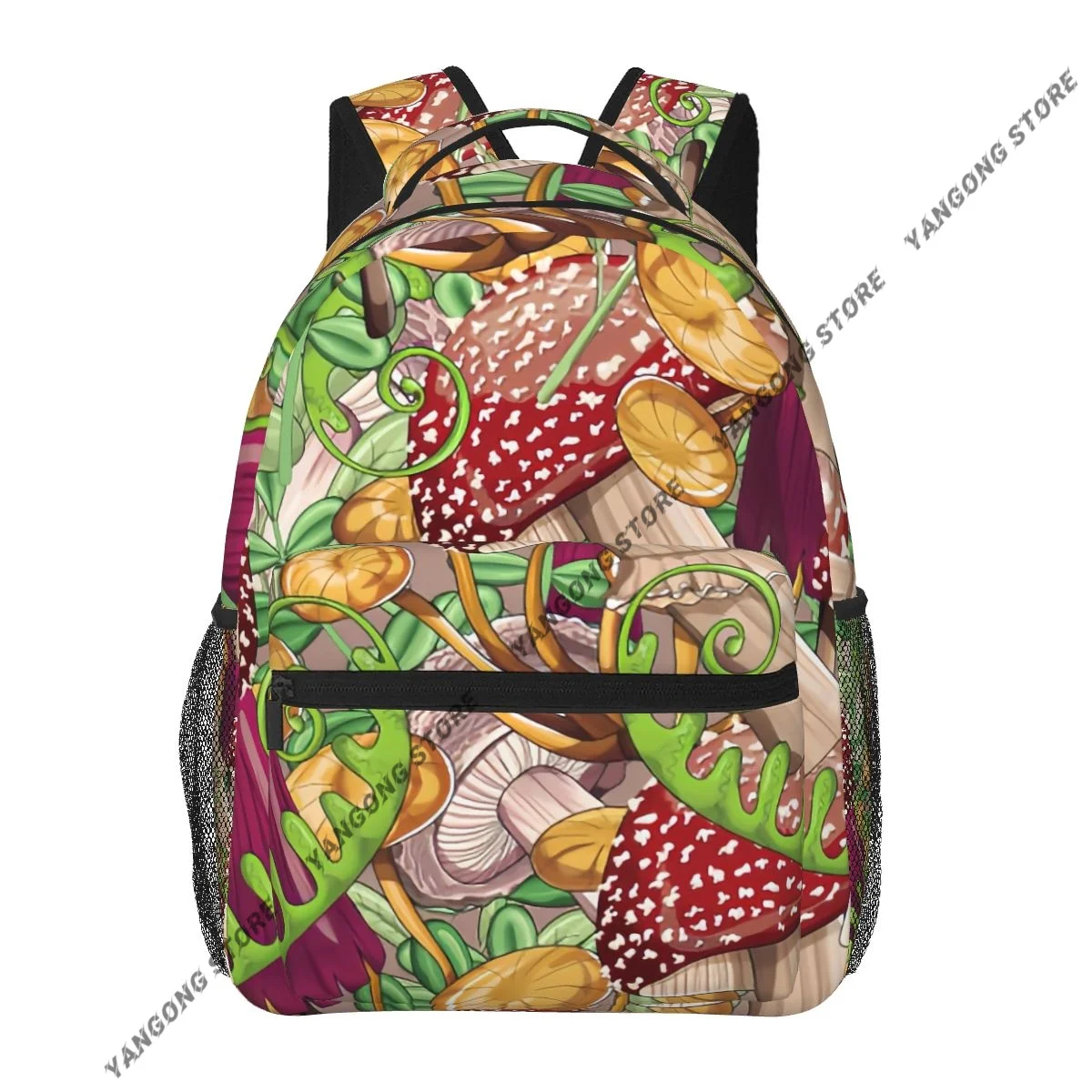 Backpack Casual Travel Bag Mushrooms And Leaves Bright School Bag Fashion Shoulder Bag For Teenage Girl Bagpack