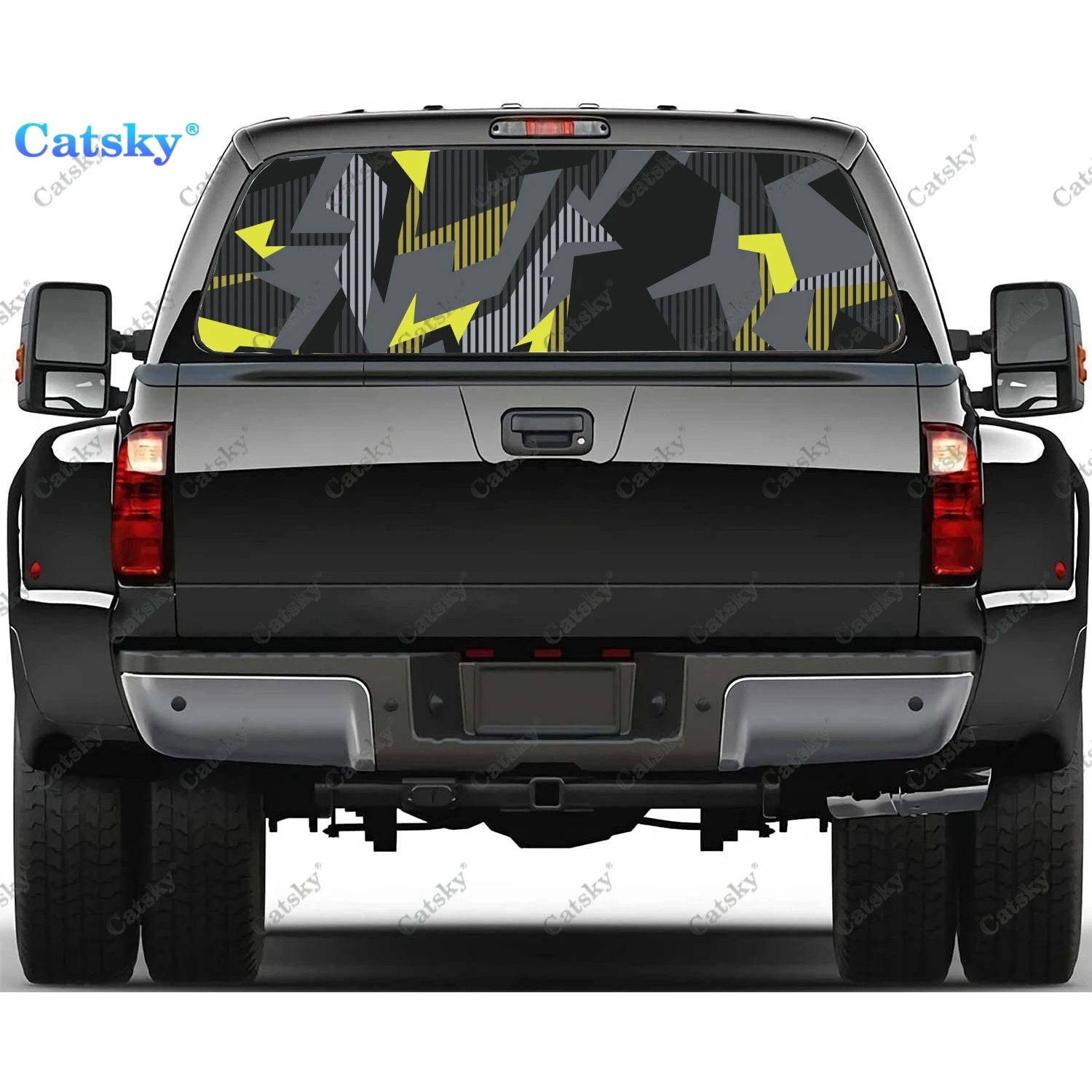 

Геометрические камуфляжные наклейки на заднее стекло для грузовика, наклейка на окно пикапа, тинт для заднего стекла, графическая перфорированная виниловая наклейка для грузовика