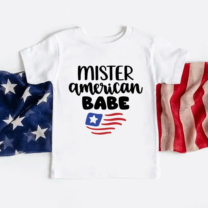 American Babe Shirt Patriotic Kids Boy 4th of July Toddler Youth Kids Patriotic  Independence Day 100% Cotton y2k Drop Shipping