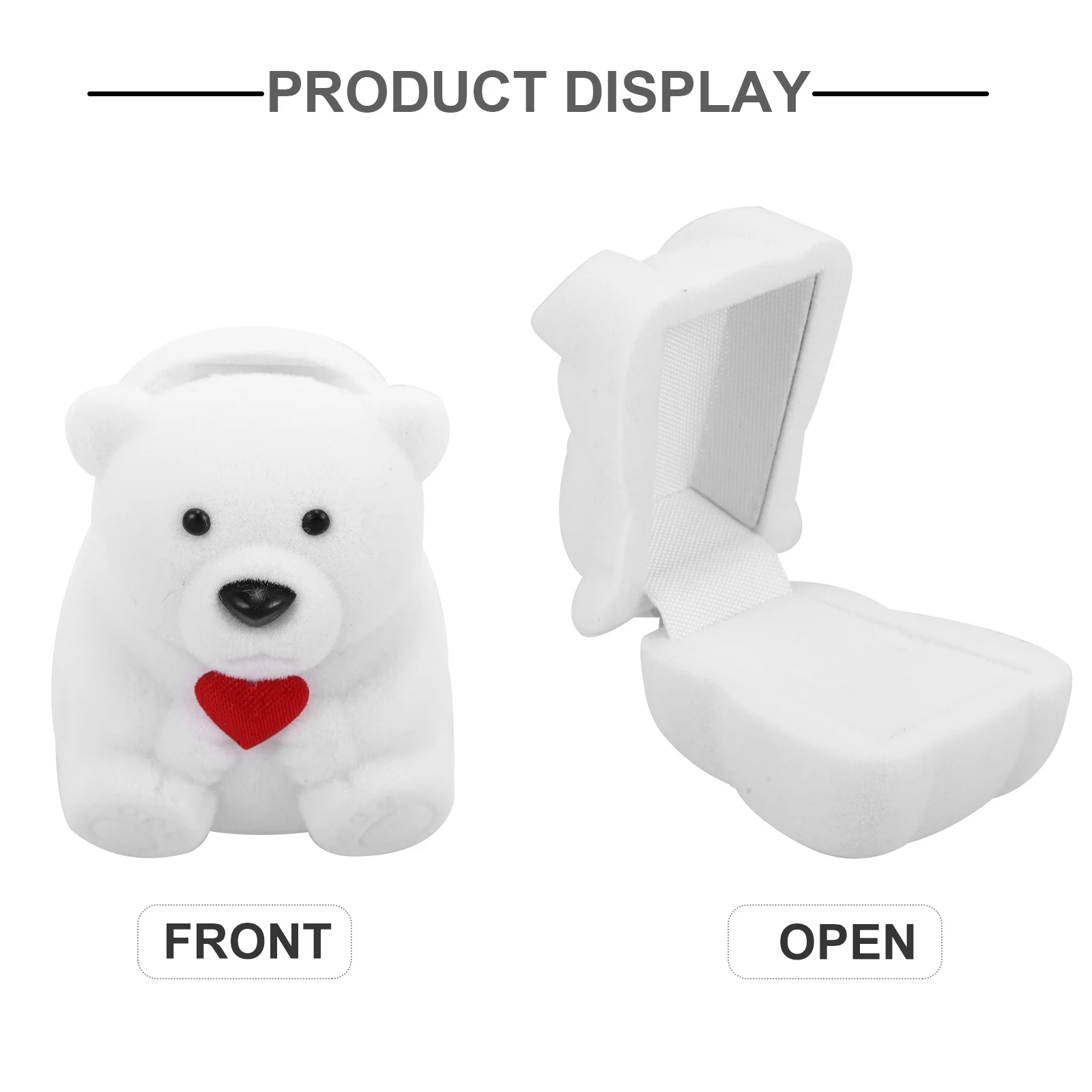 

Bear Jewelry Box Ring Holder Decorate Display Case Container Flocking Proposal Boxes