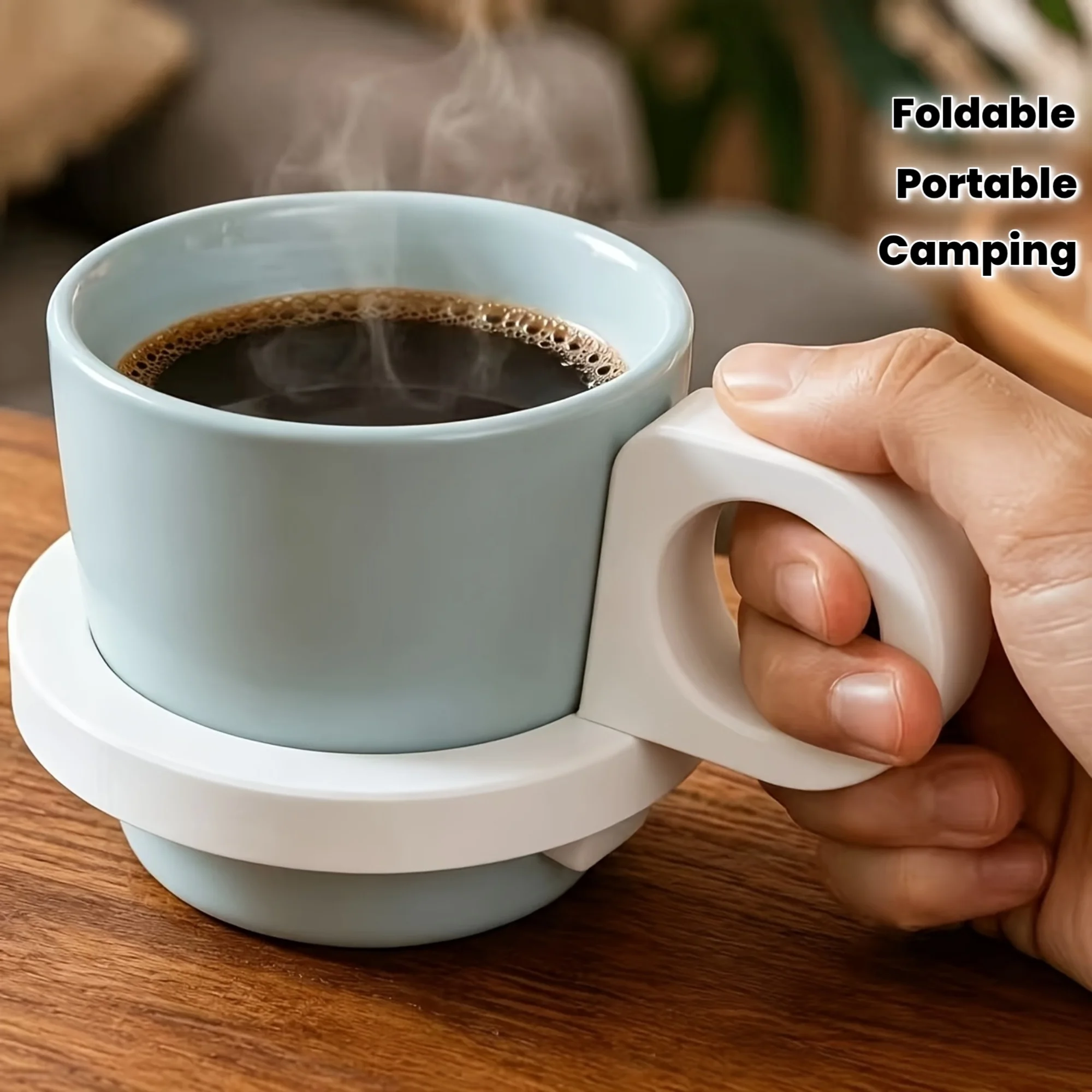 Portable Foldable Practical Cup Holder,Can Be Used as a Coaster or Handheld,Dual-Form Ergonomic Handle,Non-Slip Drink Cup Holder