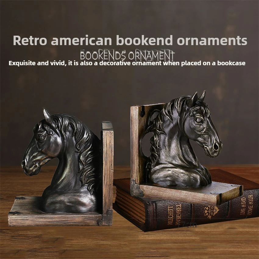

1PCS Animal Bookstall Decoration Office Home Study Model Room Resin Crafts Horsehead Bookrest Decoration