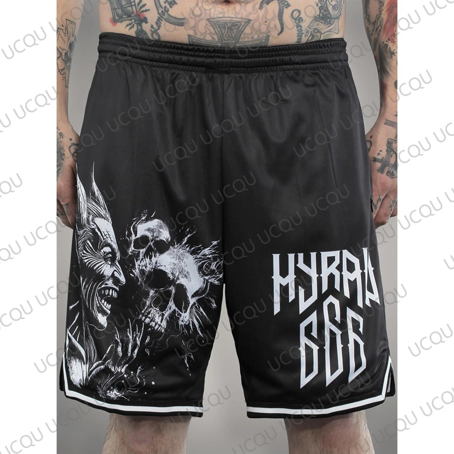 Heavy Metal Rock 3D Skull Print Shorts Gothic Streetwear Basketball Shorts Men Summer Casual Hip Hop Shorts