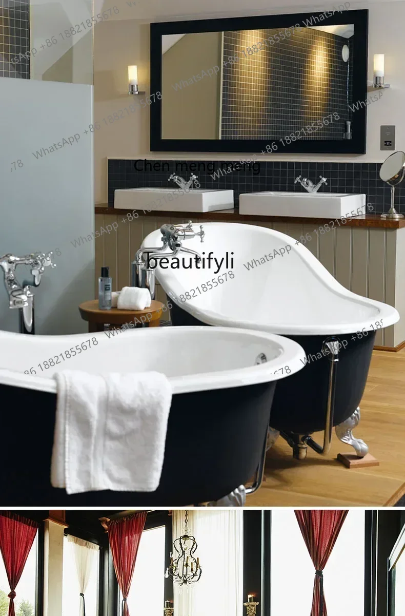 

xz1Freestanding cast iron enamel European princess bathtub Adult bath Vintage American ceramic large bathtub