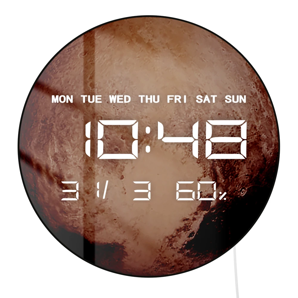 

Planet Pluto Modern LED Big Digital Wall Clock Home Decor Cosmic Celestial Solar System Artwork LED Numeric Clock Wall Desk Use