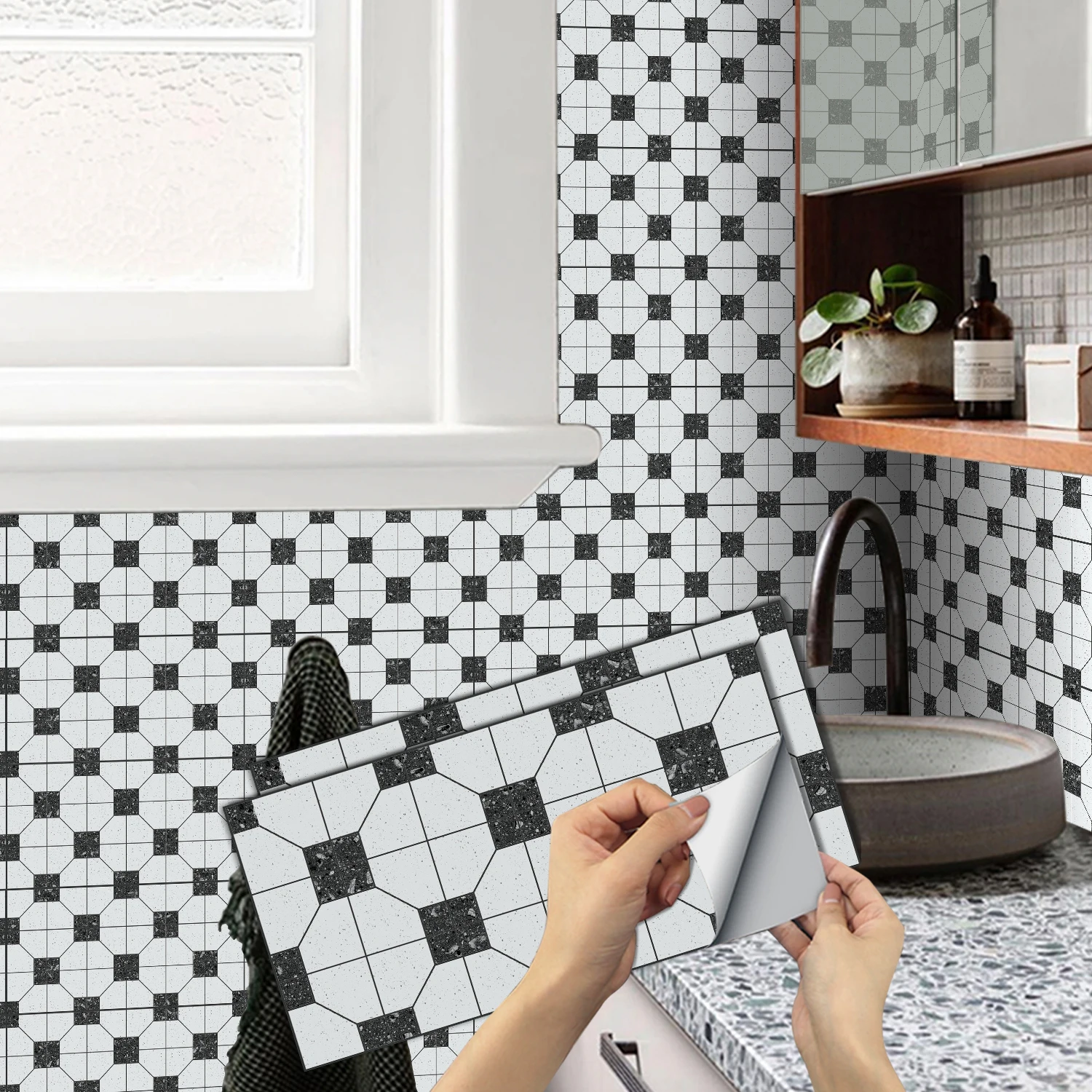 

Marble Peel and Stick Wall Tiles, Waterproof Self-Adhesive Backsplash for Kitchen Bathroom DIY Decor