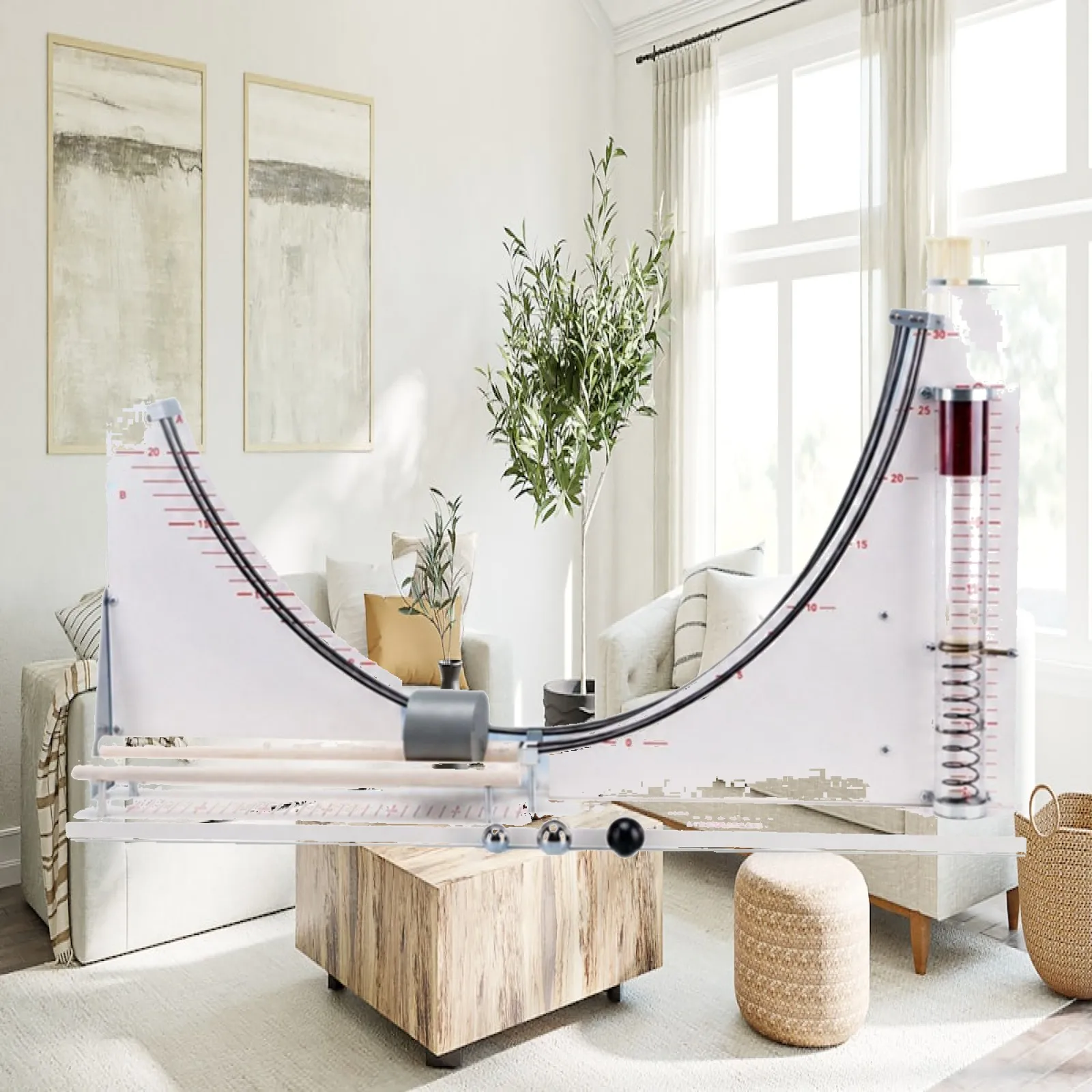 Kinetic Energy Apparatus doubleRail Physics Track with Metal Balls Swing Ball Apparatus with Metal Stand Mechanical for Teachers