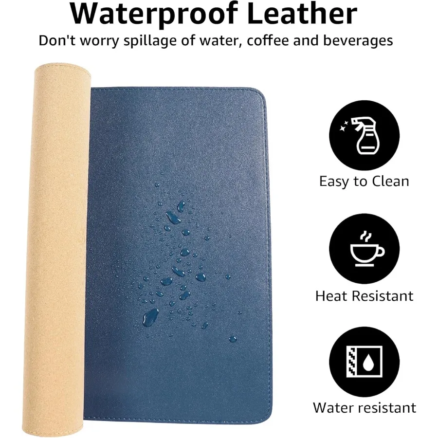 حصيرة مكتب من جلد البولي يوريثان، لوحة ماوس كبيرة مع قاعدة من الفلين، لوحة مكتب للكتابة للوحة المفاتيح وحصيرة لوحة مفاتيح الماوس للمكتب D